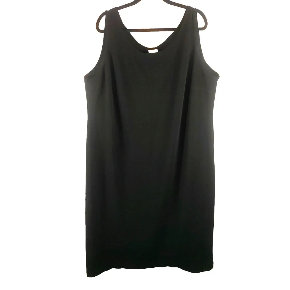 Black Jumper Dress Knee Length Sleeveless Size 24 W Church Business - Picture 6 of 7